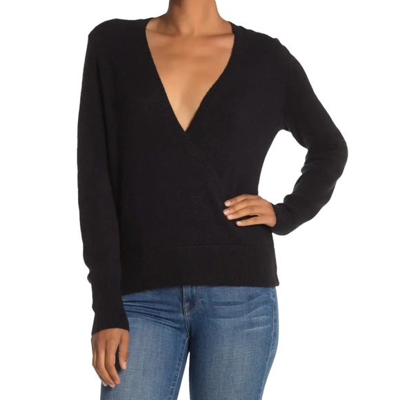 Madewell Sweaters - MADEWELL Faux Wrap Plunge V Neck Pullover Soft Knit Sweater Size Medium